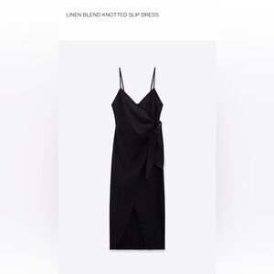 Zara Black Knotted Slip Midi Dress